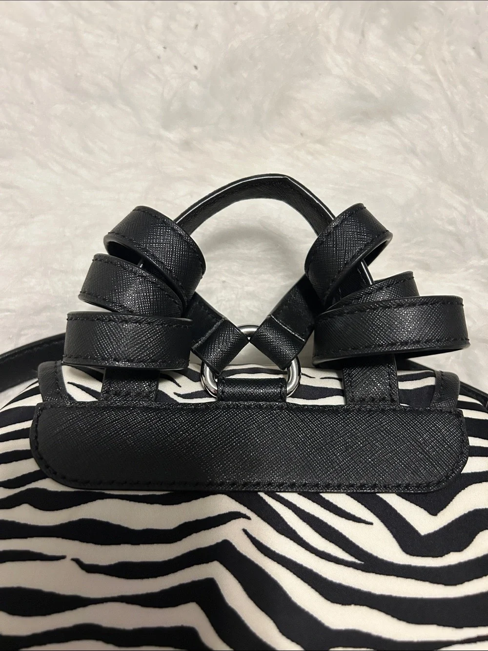 Michael Kors Black and White Zebra-Print Backpack